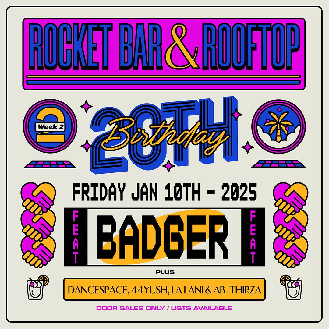 Rocket Bar 20th Birthday flyer, week 2
