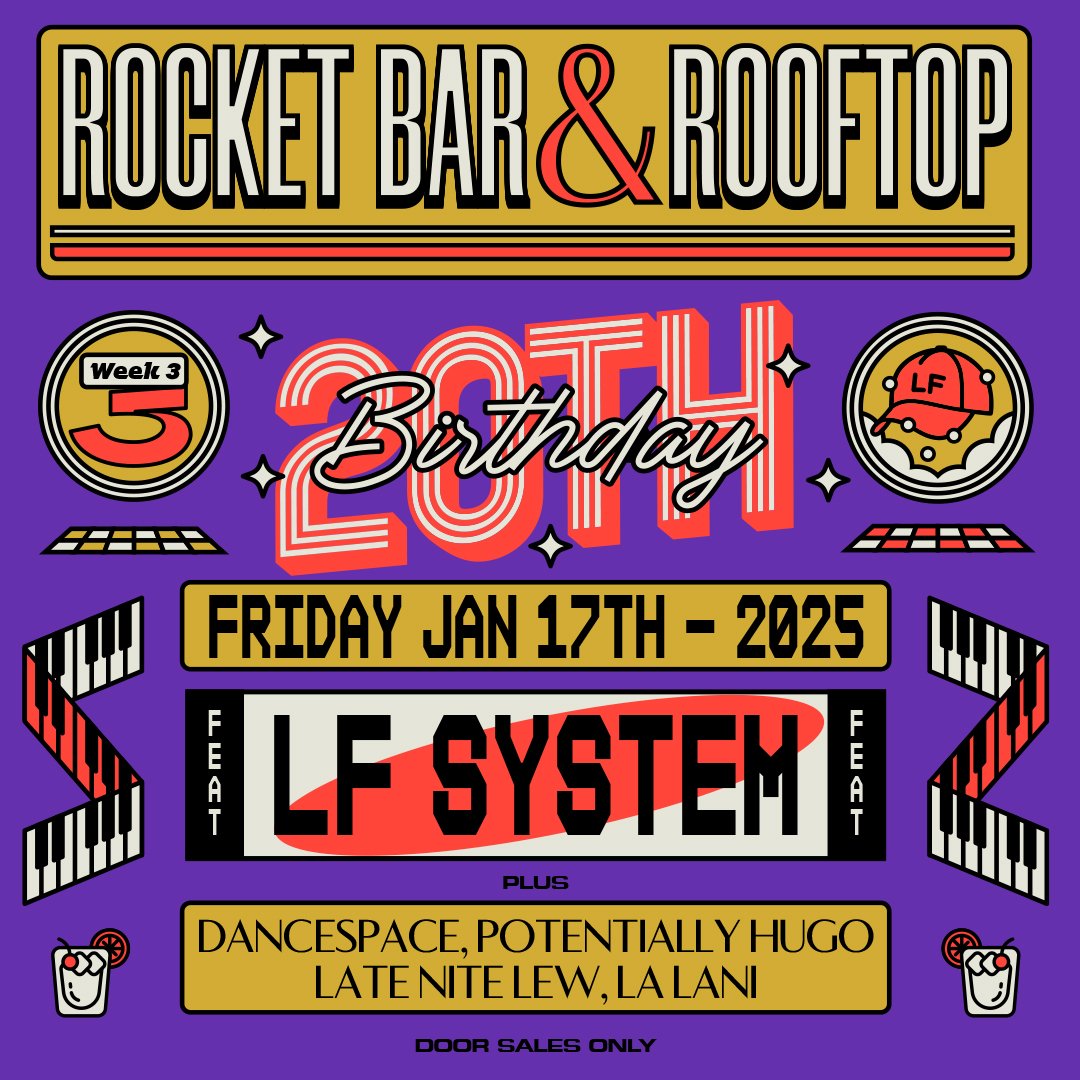 Rocket Bar 20th Birthday flyer, week 3