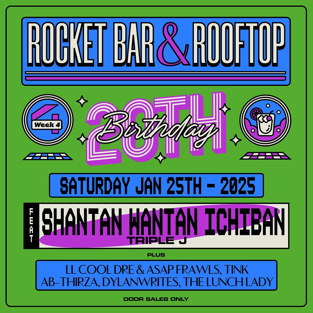 Rocket Bar 20th Birthday flyer, week 4